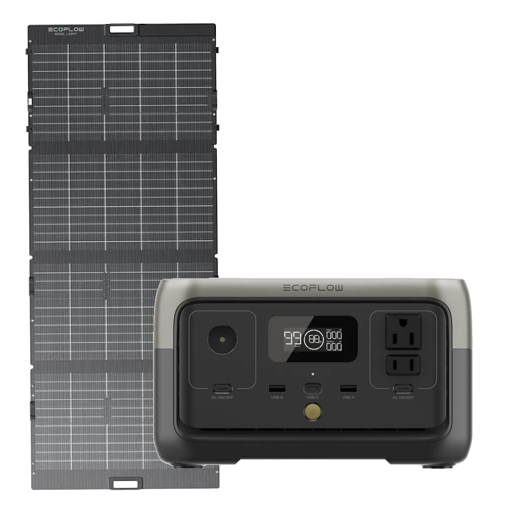 Kit Solar Portátil EcoFlow RIVER 2 300 W + Panel Solar Bifacial 110 W - Bluetti Oficial Colombia | WattsOn