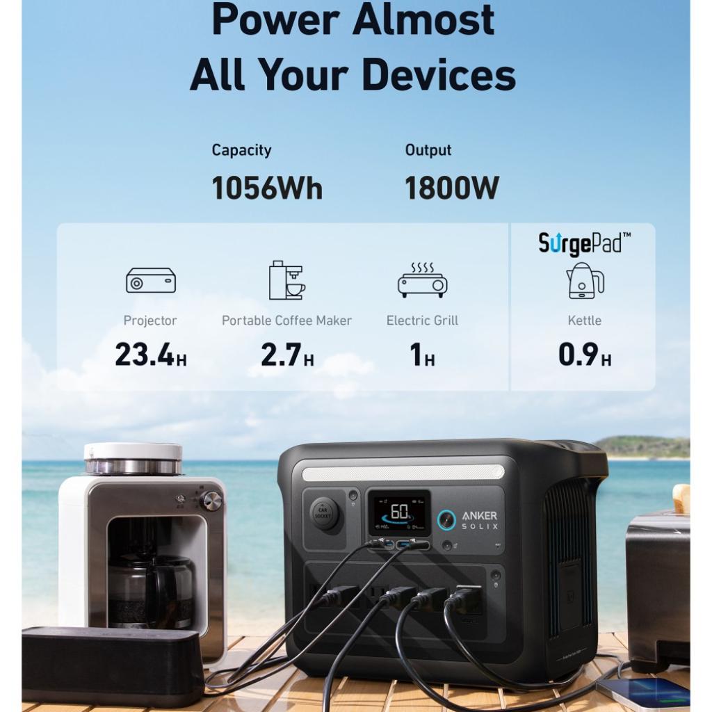 Estación de Energia Portatil Anker Solix C1000X 1800W Potencia 1056Wh Capacidad_7